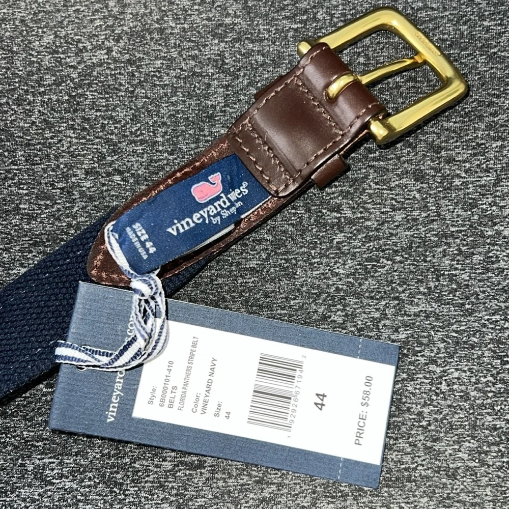 NWT Vineyard Vines Florida Panthers NHL Stripe Belt 44